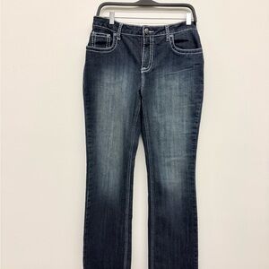 Earl dark navy jeans with white stitching Size 12